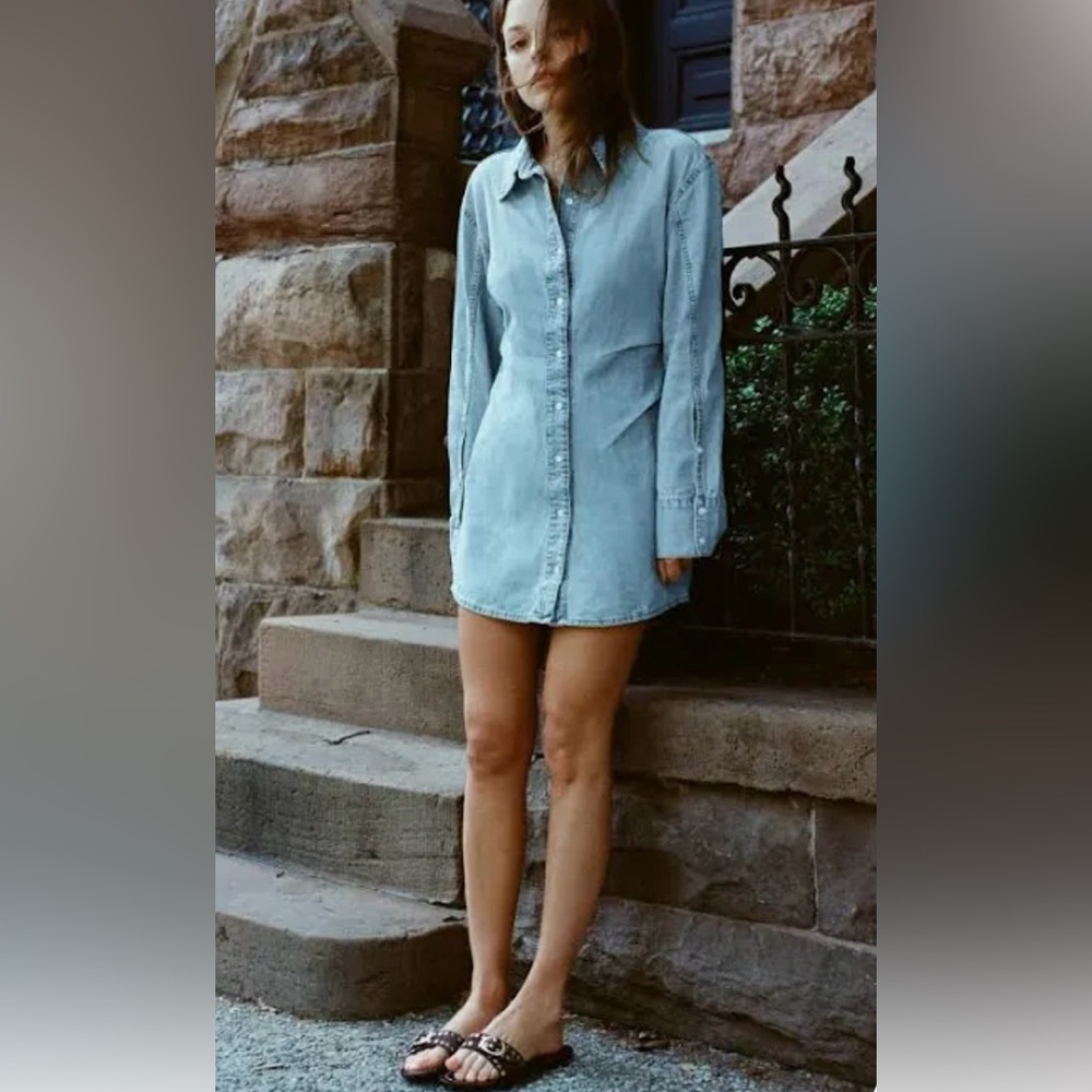 Women’s Zara TRF denim shirt dress. Size Large NWT